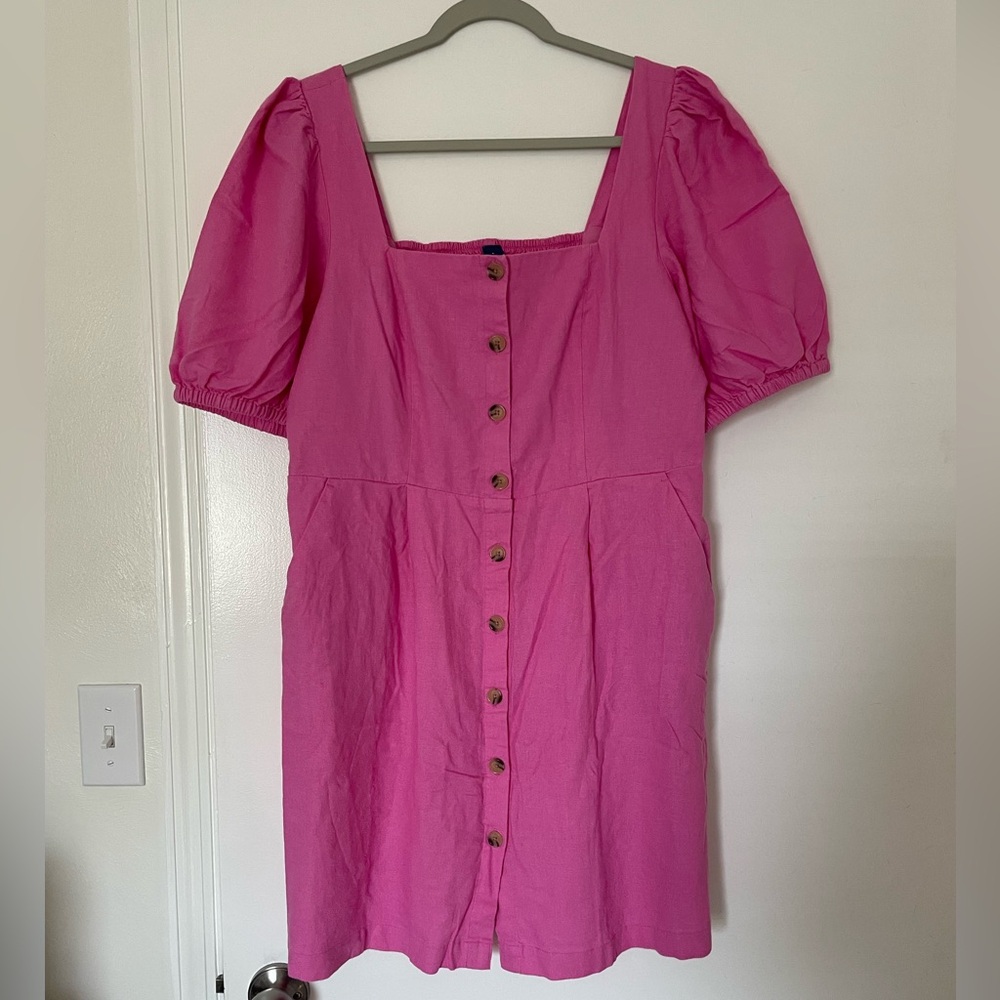 Old Navy Pink Puff Sleeve Mini Dress Large